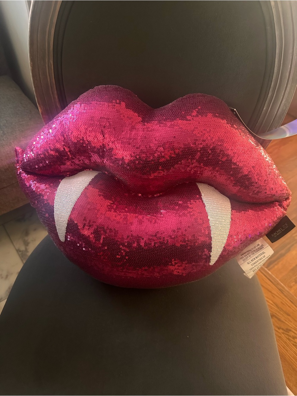 Rachel Zoe Vampire Lips Sequin Decorative Pillow NWT